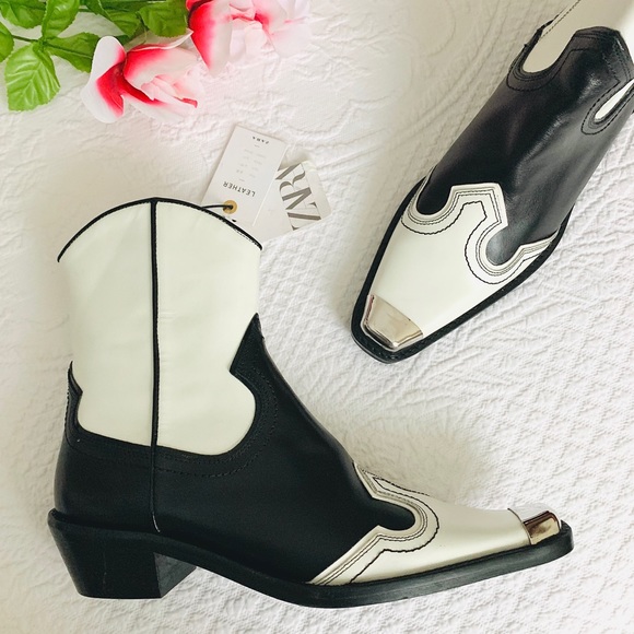 Zara Shoes - NWT ZARA Pieced Leather Cowboy boot US 9 / 8 1/2